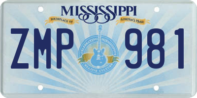 MS license plate ZMP981