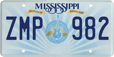 MS license plate ZMP982