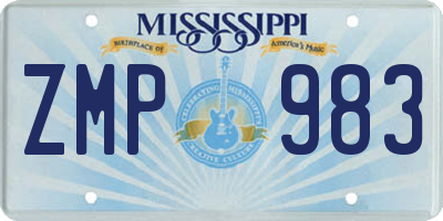 MS license plate ZMP983