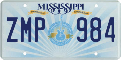 MS license plate ZMP984
