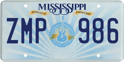 MS license plate ZMP986
