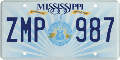 MS license plate ZMP987