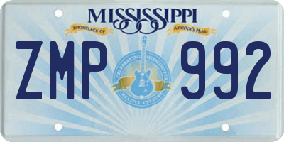 MS license plate ZMP992