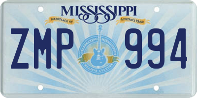 MS license plate ZMP994