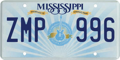 MS license plate ZMP996