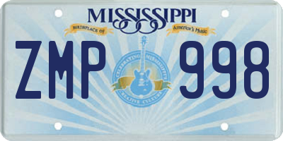 MS license plate ZMP998