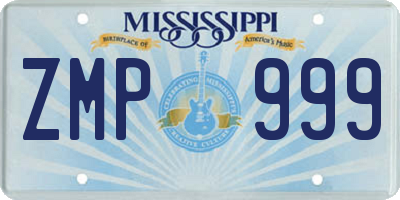 MS license plate ZMP999
