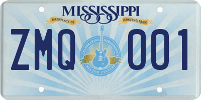 MS license plate ZMQ001