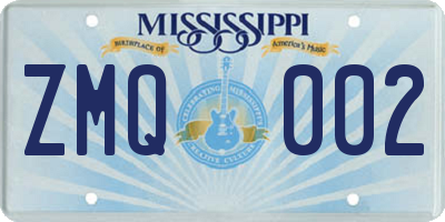 MS license plate ZMQ002