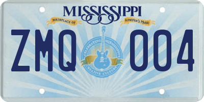 MS license plate ZMQ004