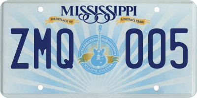 MS license plate ZMQ005