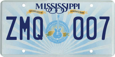 MS license plate ZMQ007