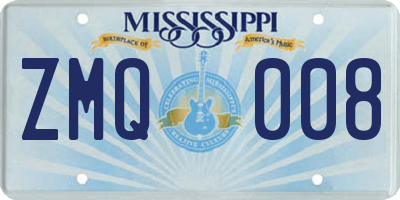 MS license plate ZMQ008