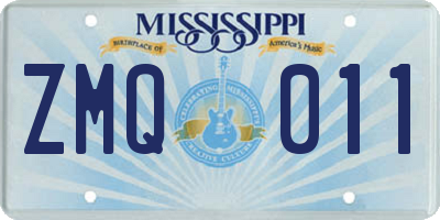 MS license plate ZMQ011