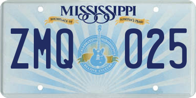 MS license plate ZMQ025