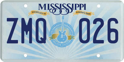 MS license plate ZMQ026