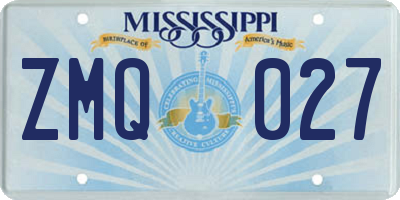 MS license plate ZMQ027