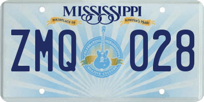 MS license plate ZMQ028
