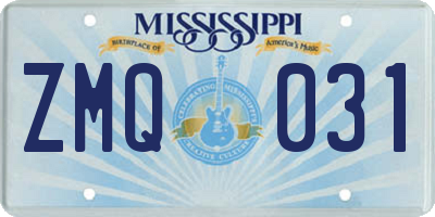 MS license plate ZMQ031
