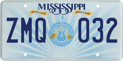 MS license plate ZMQ032