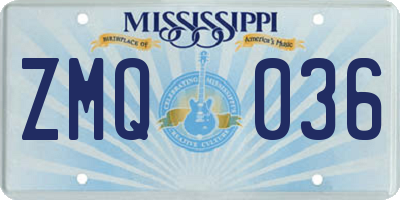 MS license plate ZMQ036