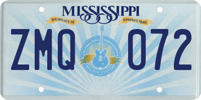 MS license plate ZMQ072