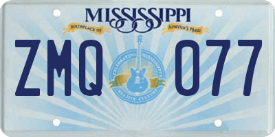 MS license plate ZMQ077