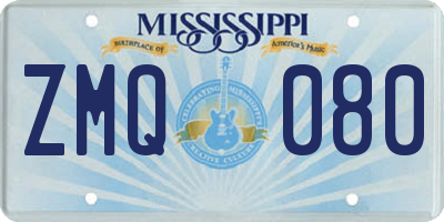 MS license plate ZMQ080