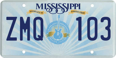 MS license plate ZMQ103