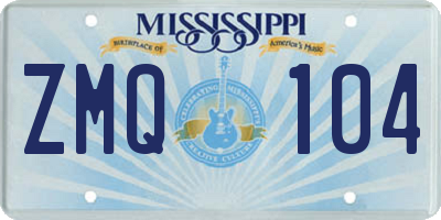 MS license plate ZMQ104