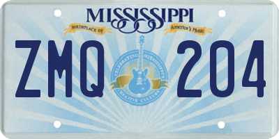 MS license plate ZMQ204