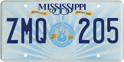 MS license plate ZMQ205