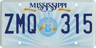 MS license plate ZMQ315