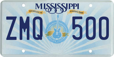 MS license plate ZMQ500