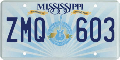 MS license plate ZMQ603