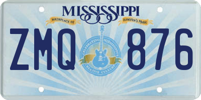 MS license plate ZMQ876