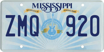MS license plate ZMQ920