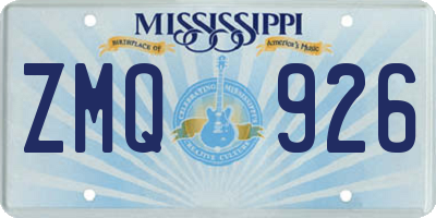 MS license plate ZMQ926