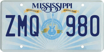 MS license plate ZMQ980