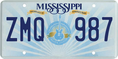 MS license plate ZMQ987