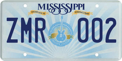 MS license plate ZMR002