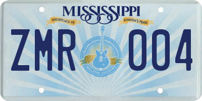 MS license plate ZMR004