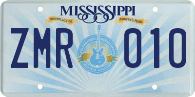 MS license plate ZMR010
