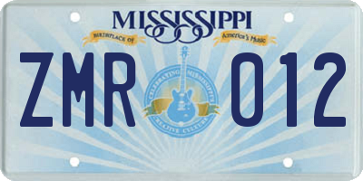 MS license plate ZMR012