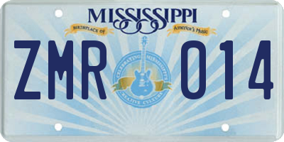 MS license plate ZMR014