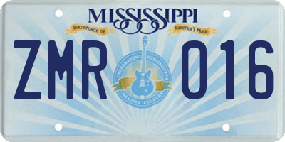 MS license plate ZMR016