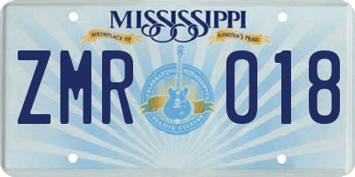 MS license plate ZMR018