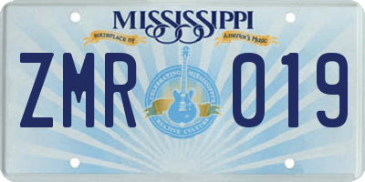 MS license plate ZMR019