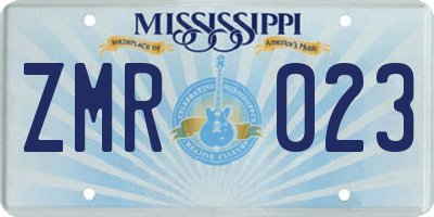 MS license plate ZMR023