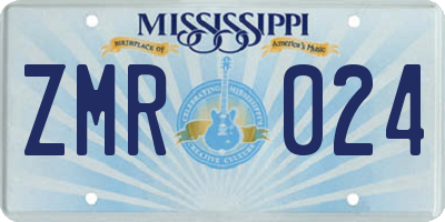 MS license plate ZMR024